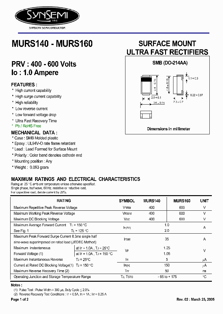 MURS160_3259008.PDF Datasheet