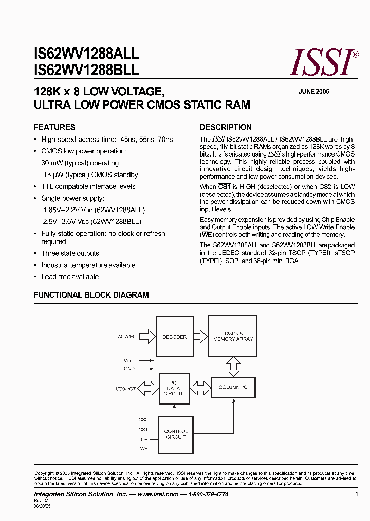 IS62WV1288ALL-70BI_3258970.PDF Datasheet