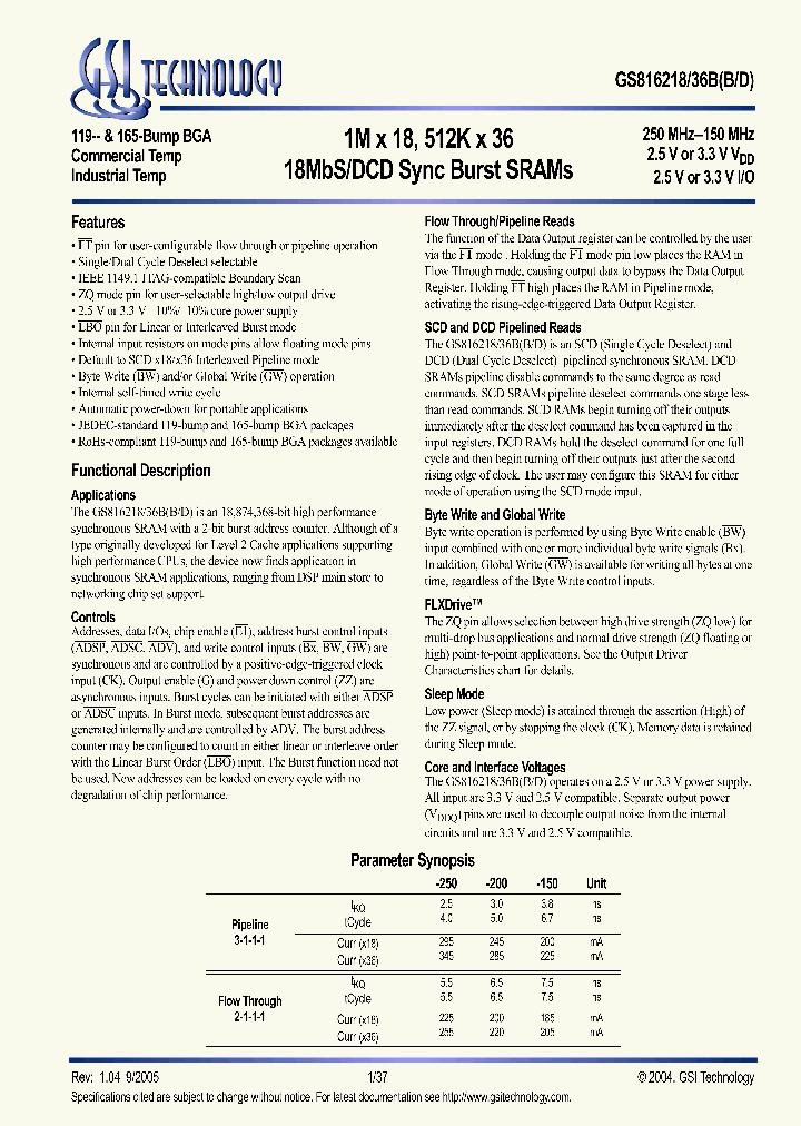 GS816218BB-250I_3260884.PDF Datasheet