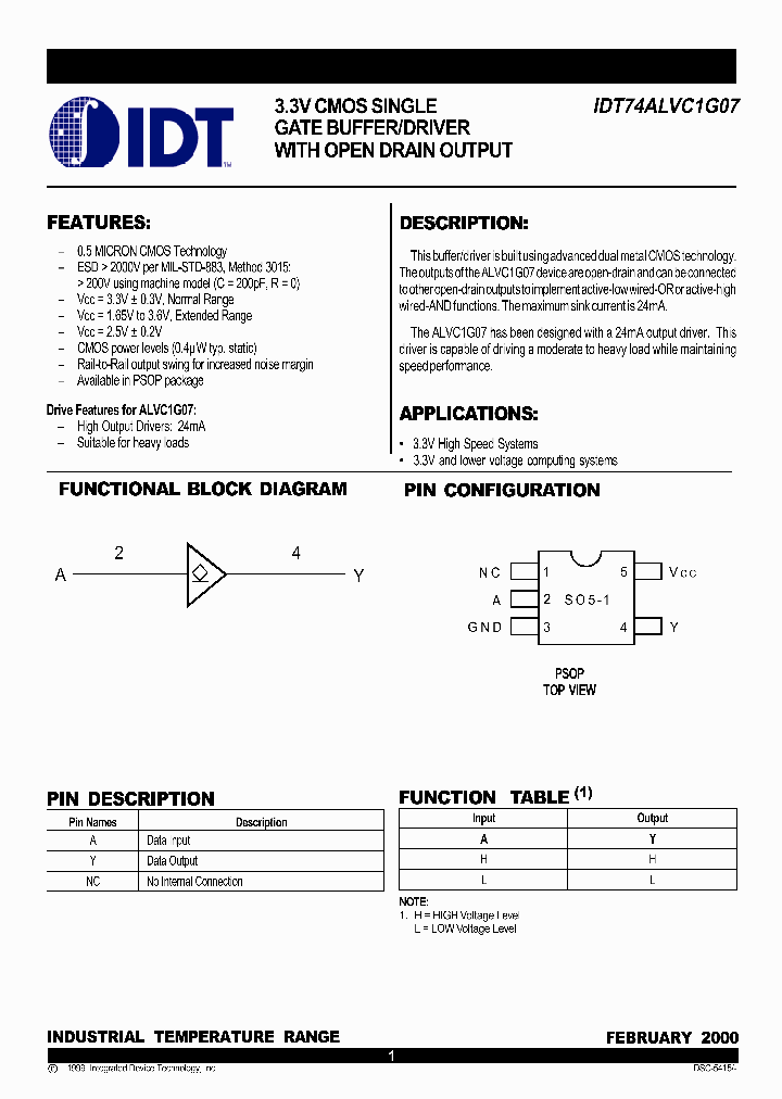 IDT74ALVC1G07DY_3263405.PDF Datasheet