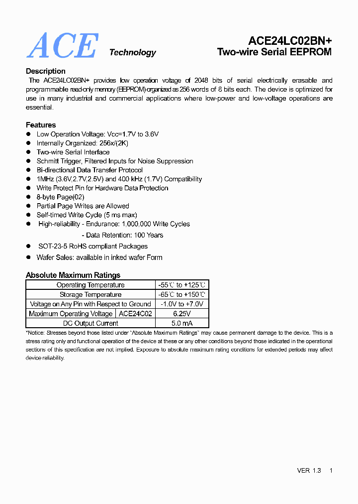 ACE24LC02BN_3271755.PDF Datasheet