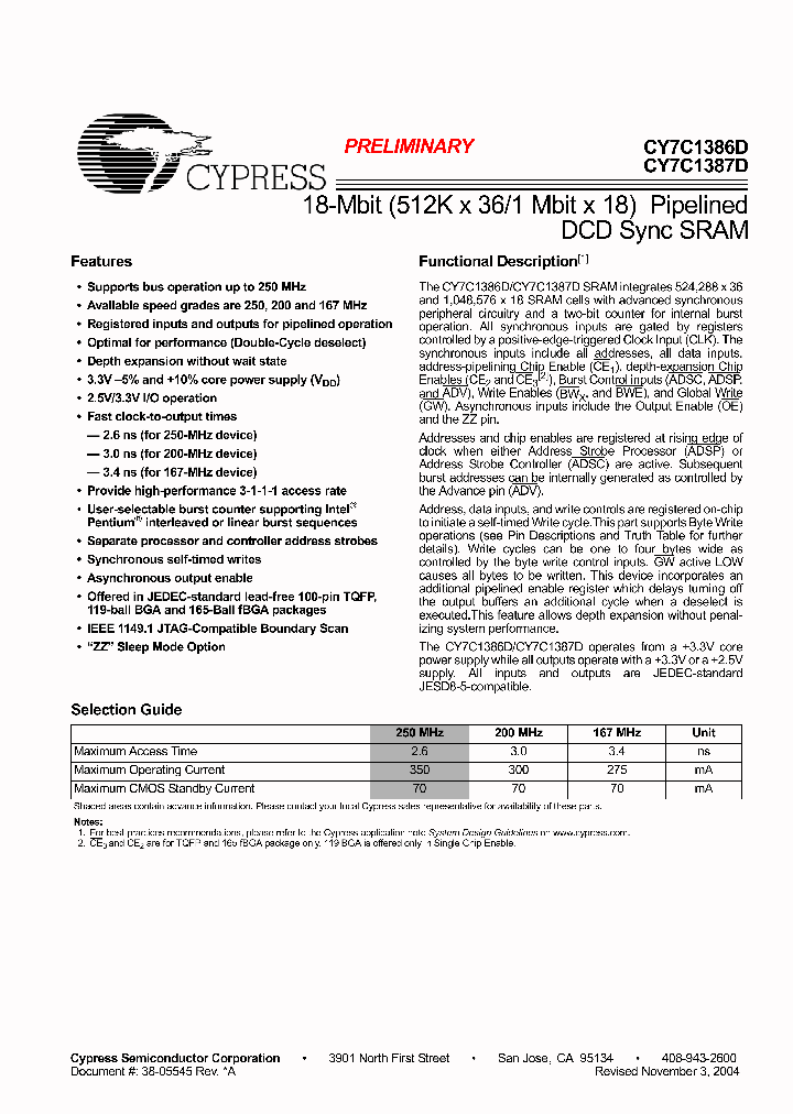 CY7C1387D-250AXC_3277398.PDF Datasheet