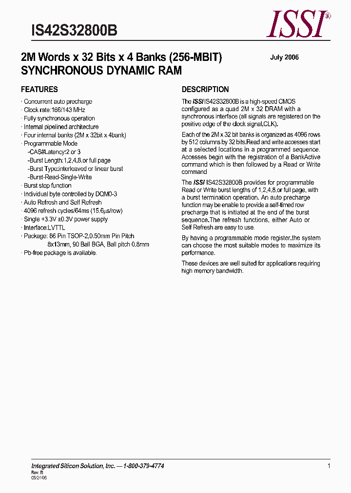 IS42S32800B-6BL_3287812.PDF Datasheet