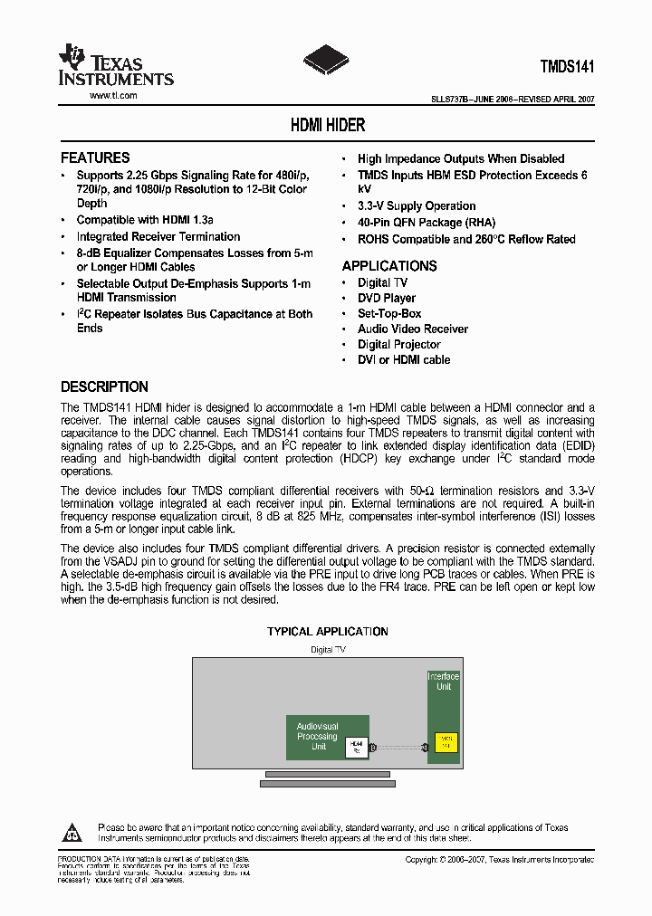 TMDS141_3294772.PDF Datasheet