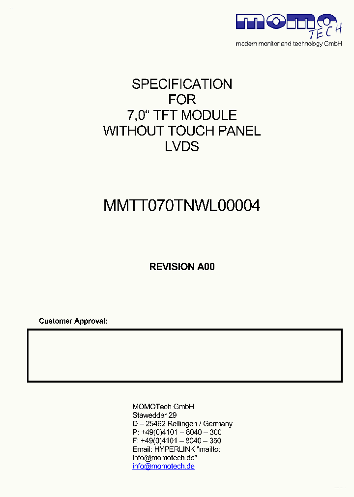 CLAA070LC0BCW_3296336.PDF Datasheet