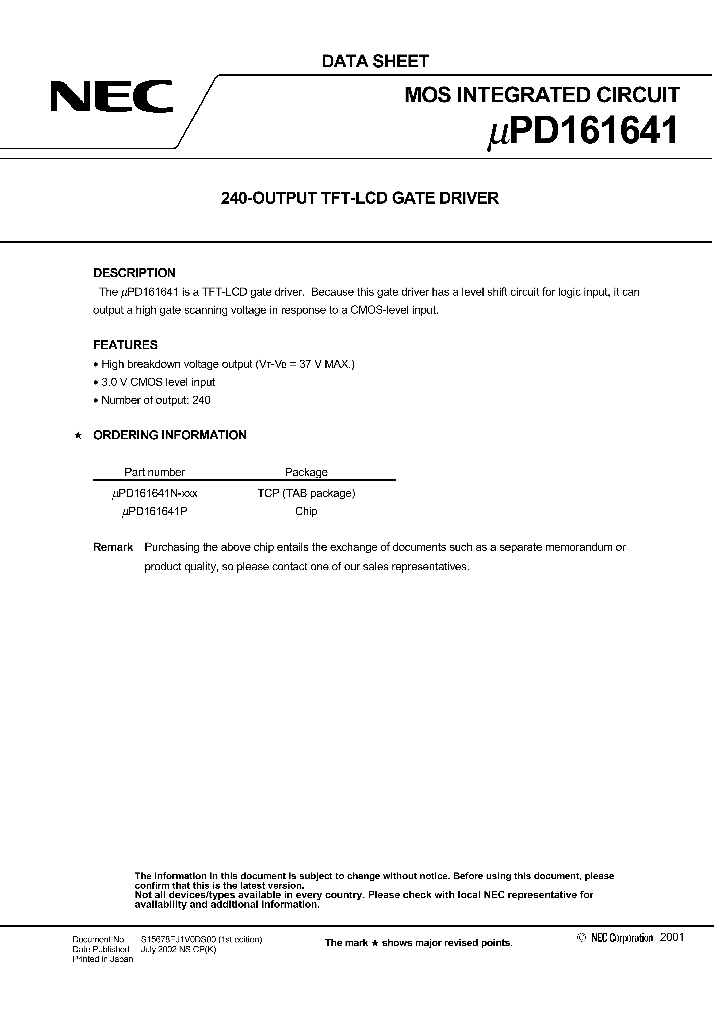 UPD161641_3305733.PDF Datasheet