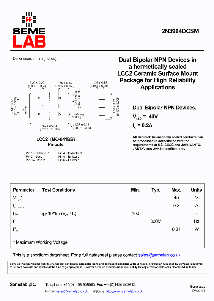 2N3904DCSM_3309973.PDF Datasheet