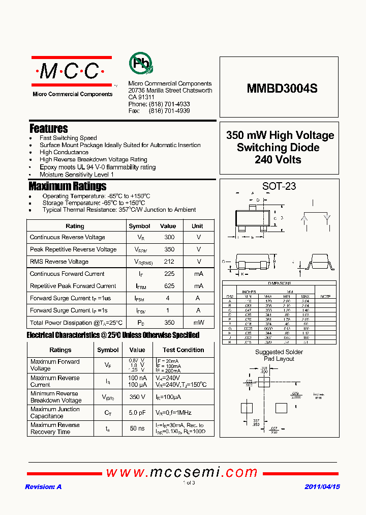 MMBD3004S_3310145.PDF Datasheet