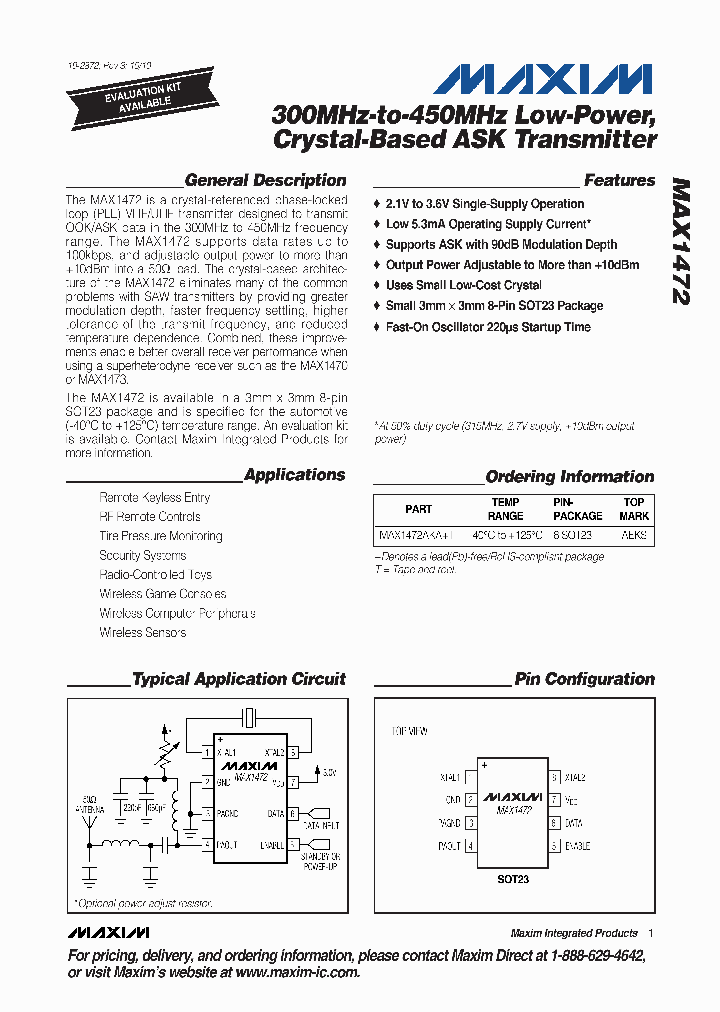 MAX1472AKAT_3310199.PDF Datasheet