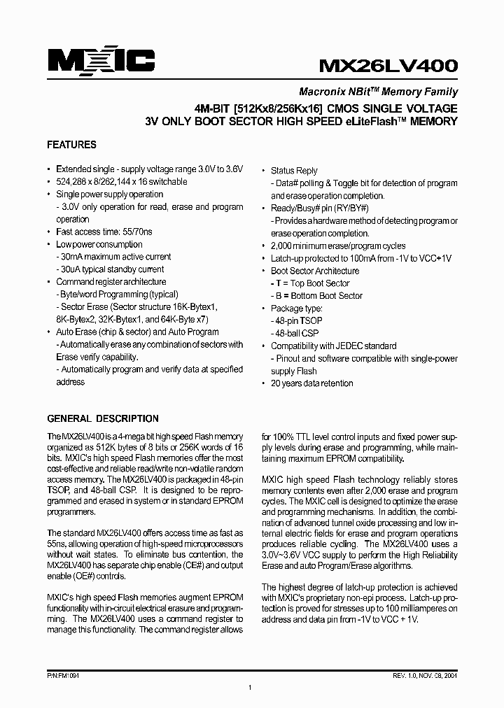 MX26LV400TXBC-55G_3315005.PDF Datasheet