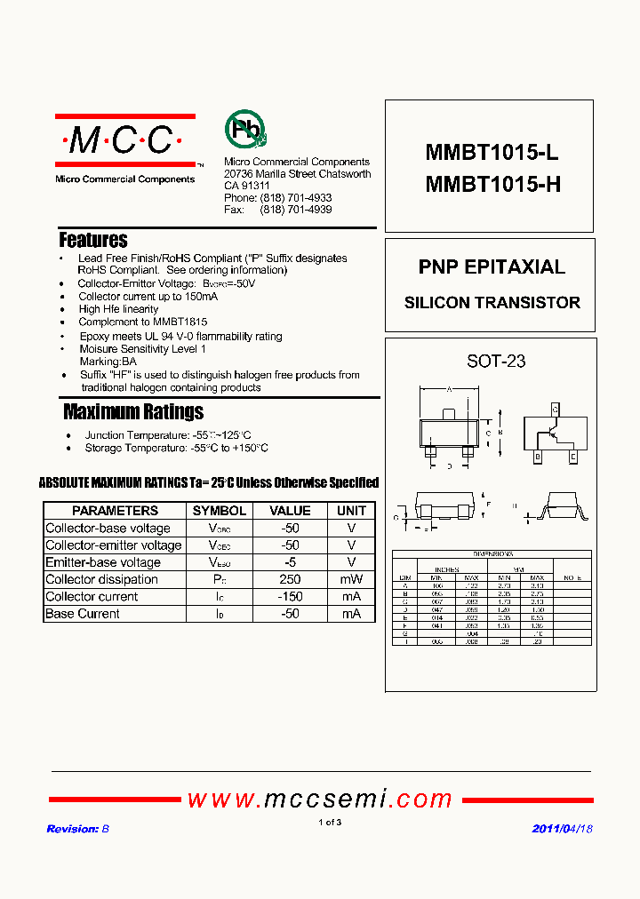 MMBT1015-H_3316273.PDF Datasheet