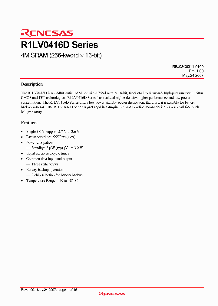 R1LV0416DBG-7LI_3321040.PDF Datasheet