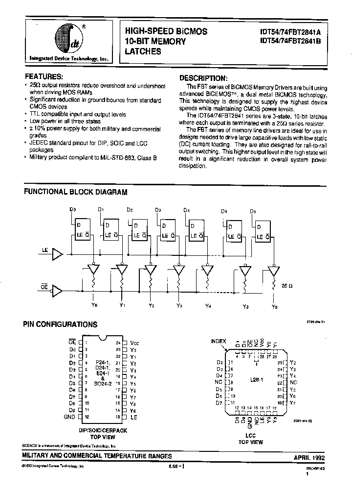 IDT54FBT2841BEB_3318791.PDF Datasheet
