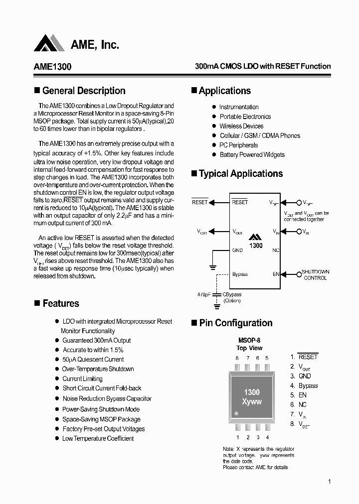 AME1300BEQA270_3318333.PDF Datasheet
