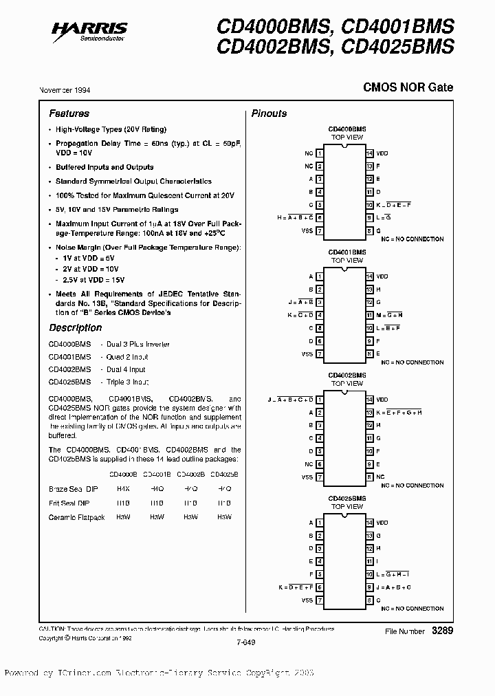 CD4001BKMSR_3322790.PDF Datasheet