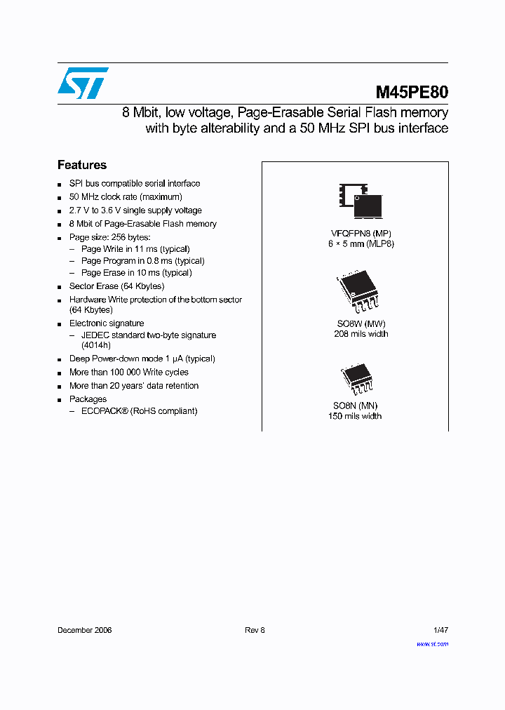 M45PE80_3323315.PDF Datasheet