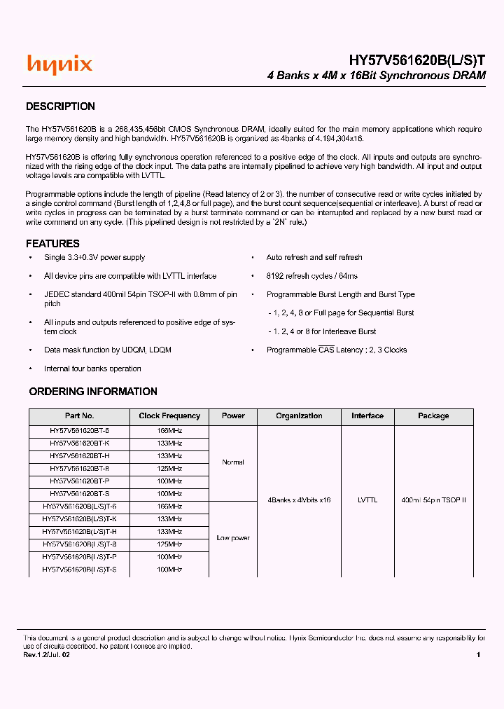 HY57V561620BLT_3324837.PDF Datasheet