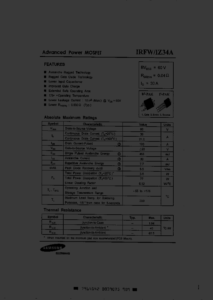 IRFW34A_3328557.PDF Datasheet