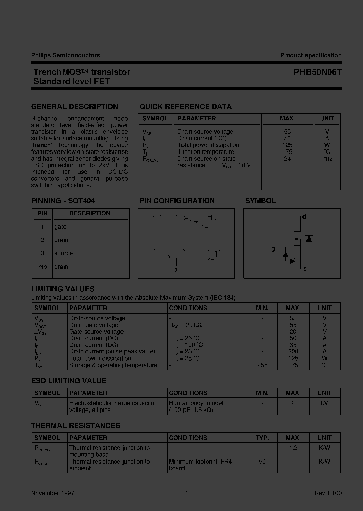PHB50N06TTR_3337798.PDF Datasheet