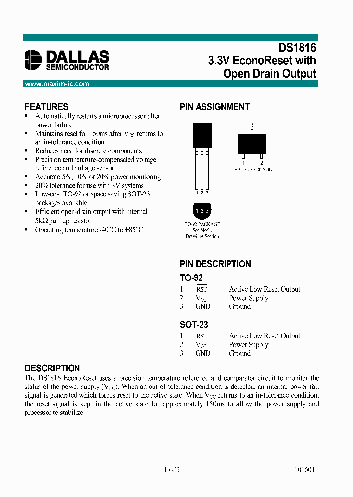 DS1816R-20TR_3333805.PDF Datasheet