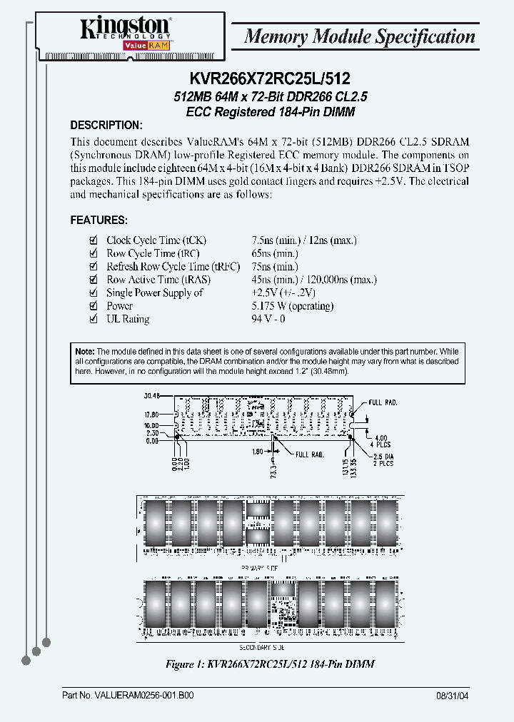 KVR266X72RC25L512_3340344.PDF Datasheet