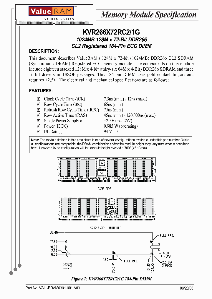 KVR266X72RC21G_3340761.PDF Datasheet