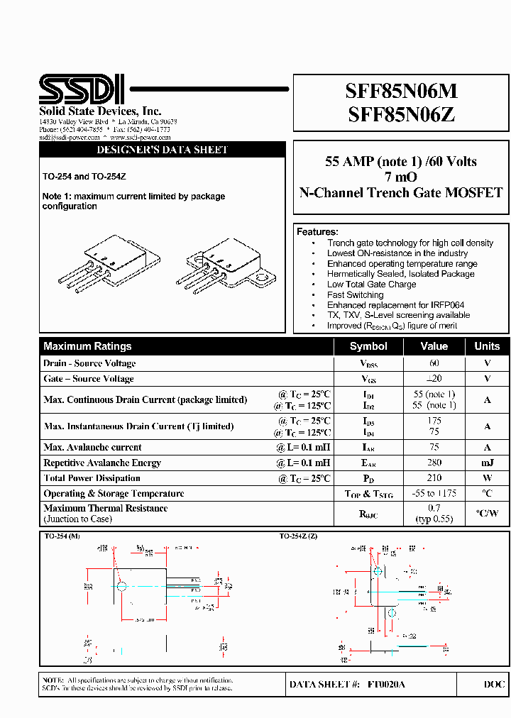 SFF85N06Z_3343589.PDF Datasheet