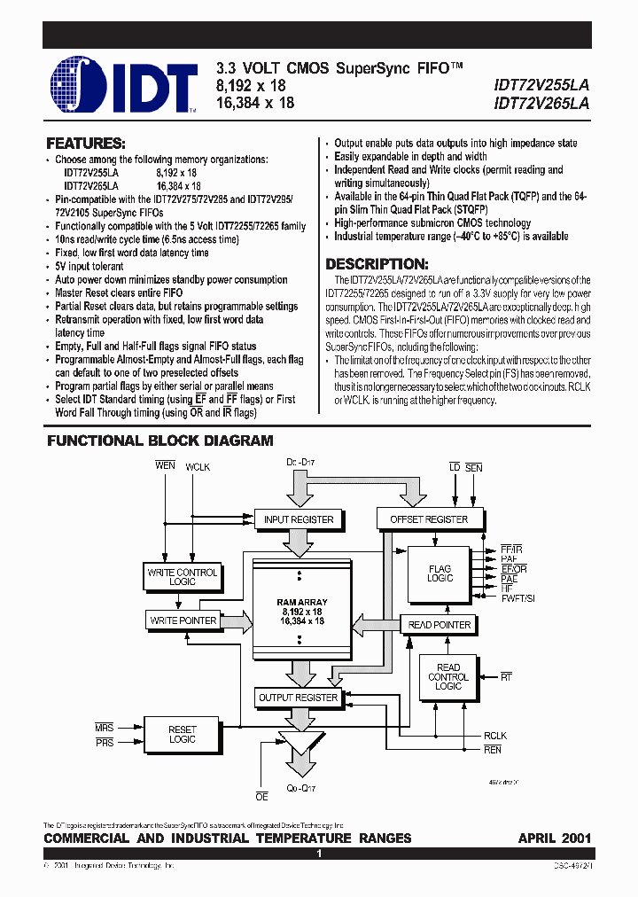 IDT72V265LA15PF_3349800.PDF Datasheet