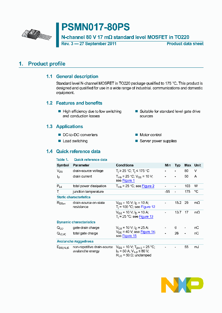 PSMN017-80PS_3356640.PDF Datasheet