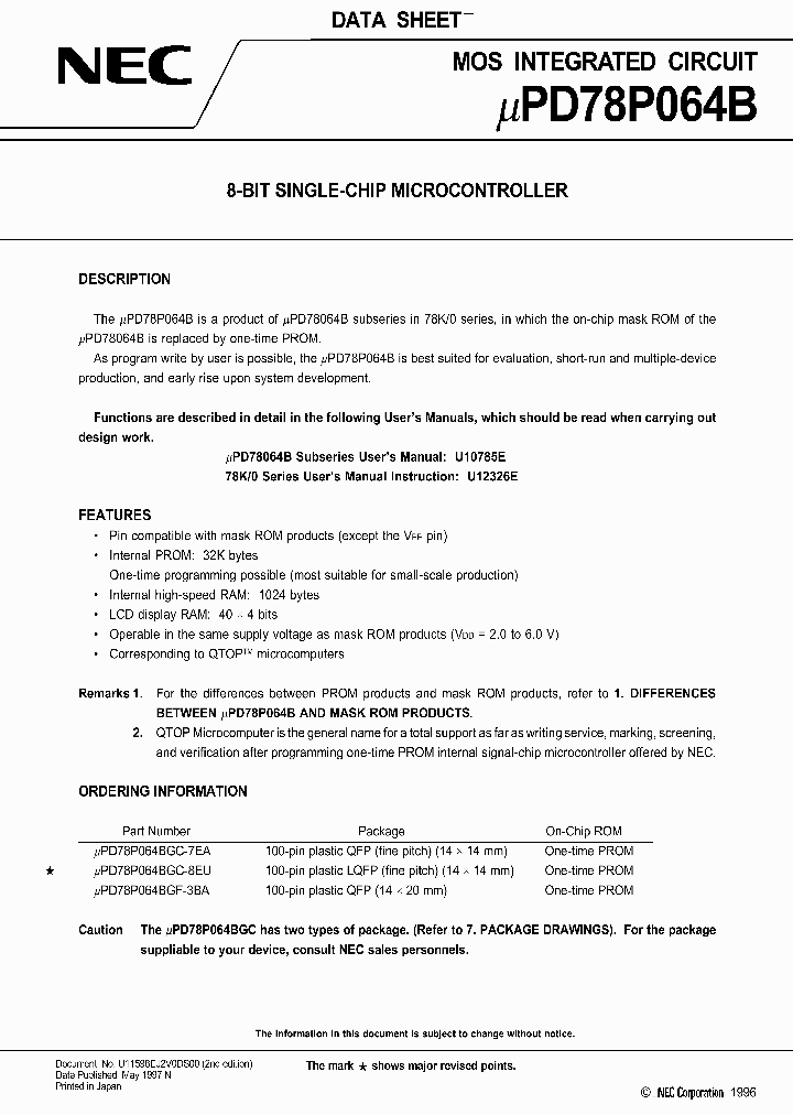 UPD78P064BGC-7EA_3353302.PDF Datasheet