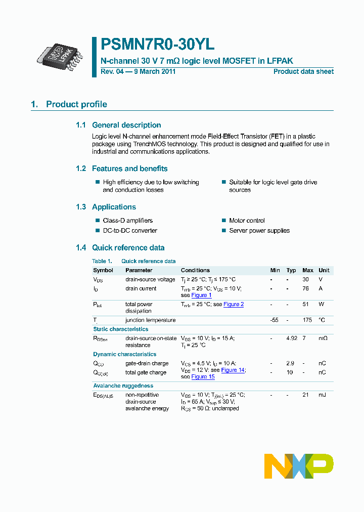PSMN7R0-30YL_3362985.PDF Datasheet
