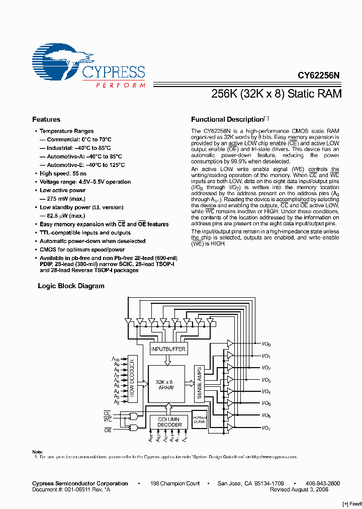 CY62256NLL-70ZC_3366435.PDF Datasheet