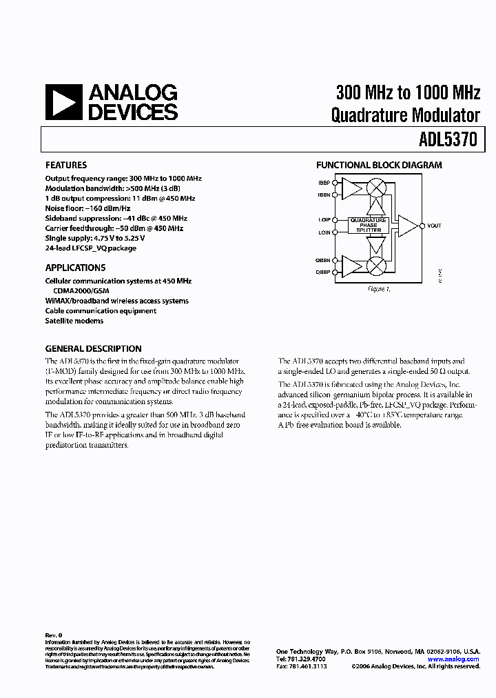 ADL5370ACPZ-WP_3364405.PDF Datasheet