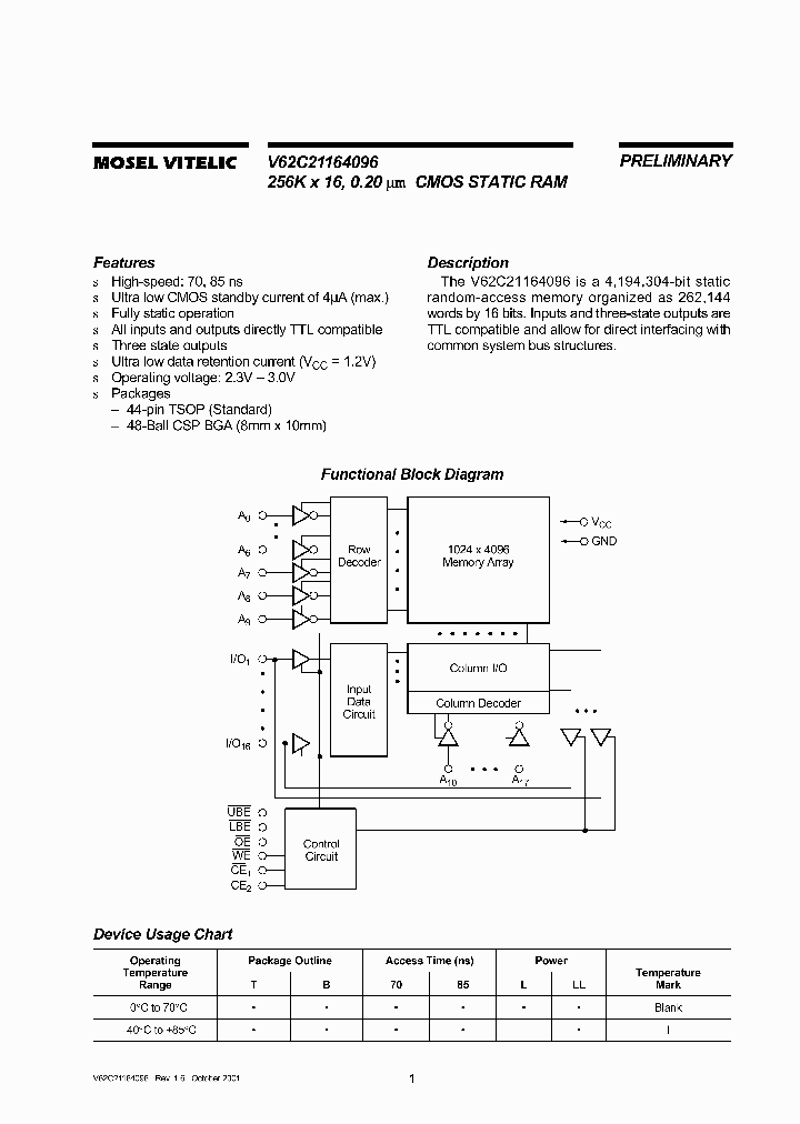 V62C21164096L-70BI_3368641.PDF Datasheet