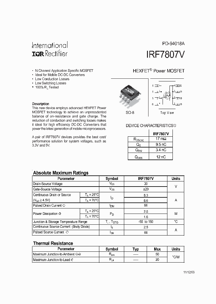 IRF7807VTR_3371864.PDF Datasheet