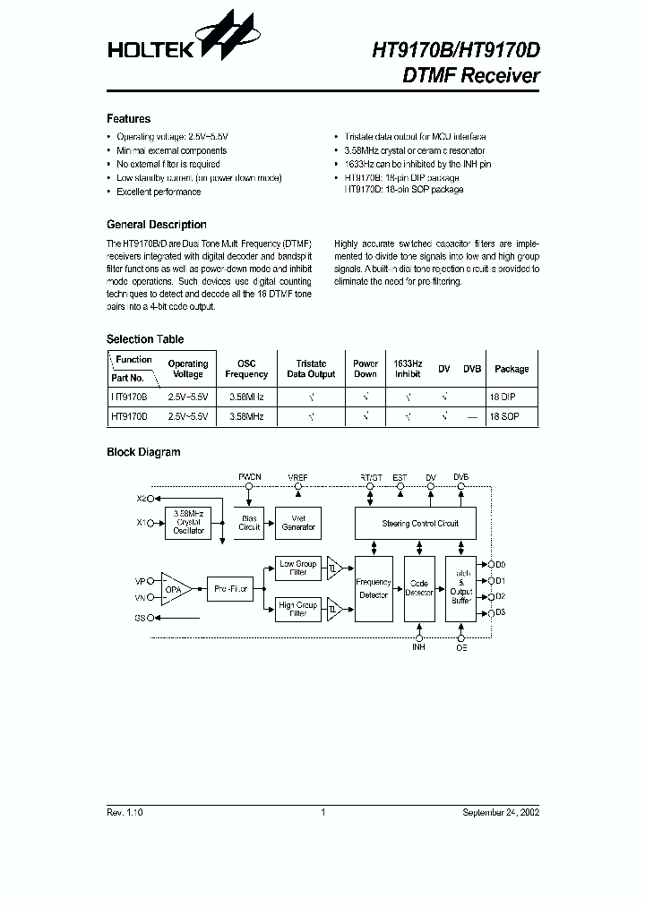 HT9170D18SOP_3370201.PDF Datasheet