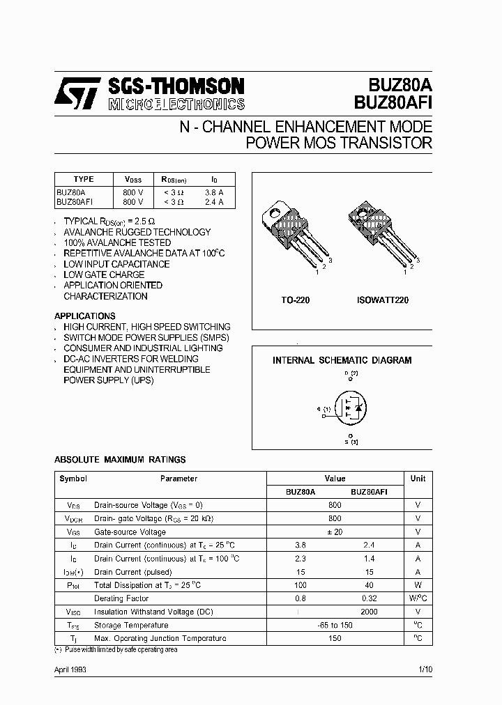 BUZ80AFI_3373407.PDF Datasheet