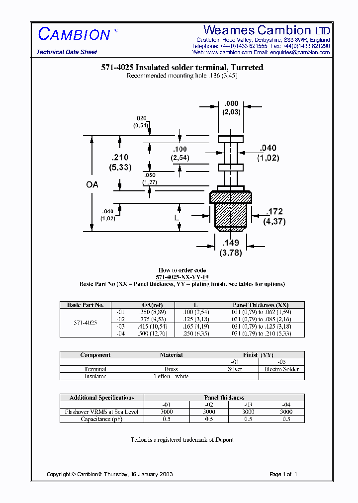 571-4025_3375731.PDF Datasheet