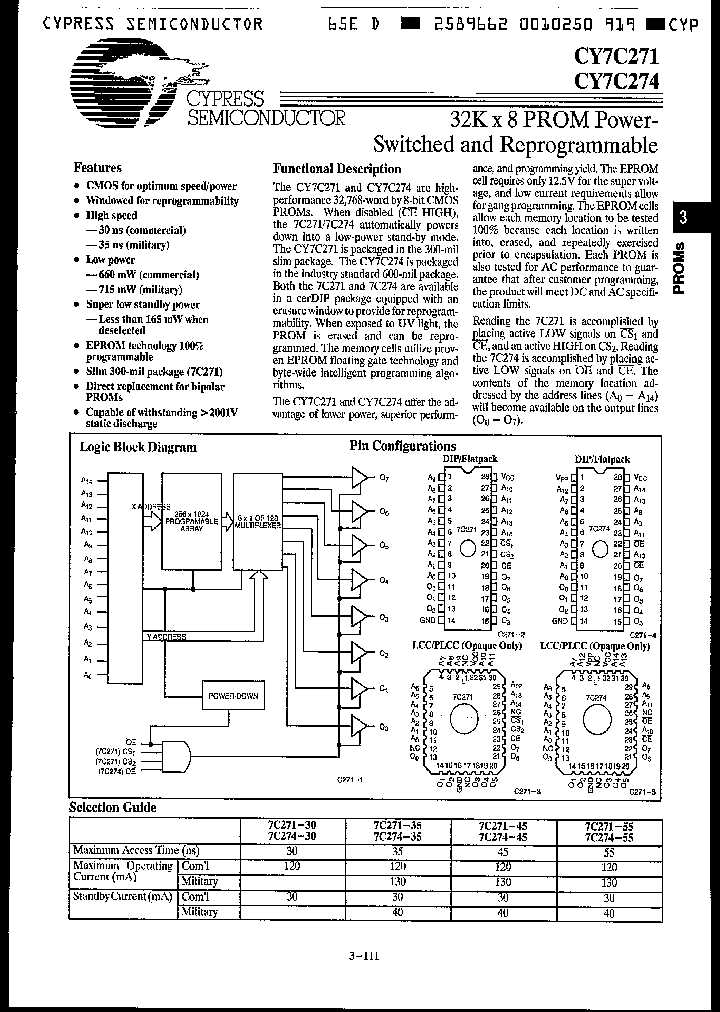 CY7C271-45KMB_3376562.PDF Datasheet