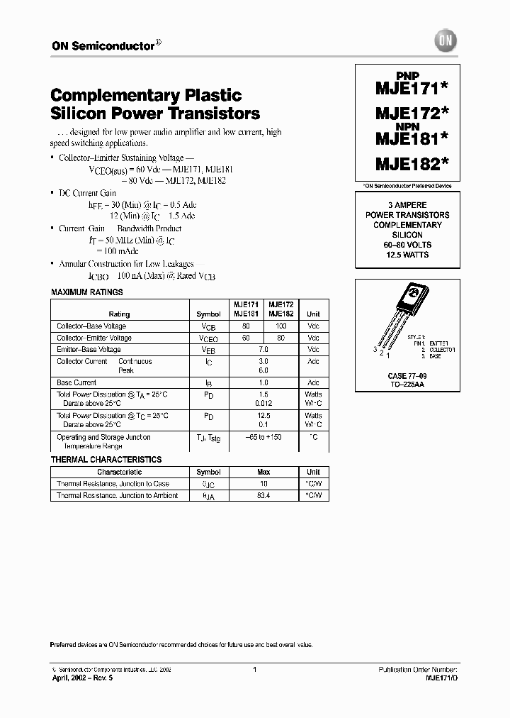 MJE171-D_3377299.PDF Datasheet