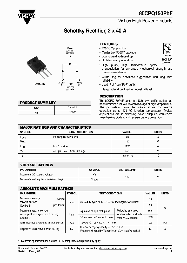 80CPQ150PBF_3379720.PDF Datasheet