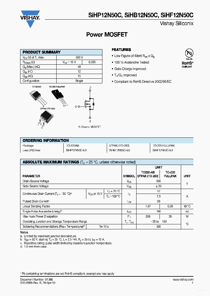 SIHB12N50C_3379828.PDF Datasheet