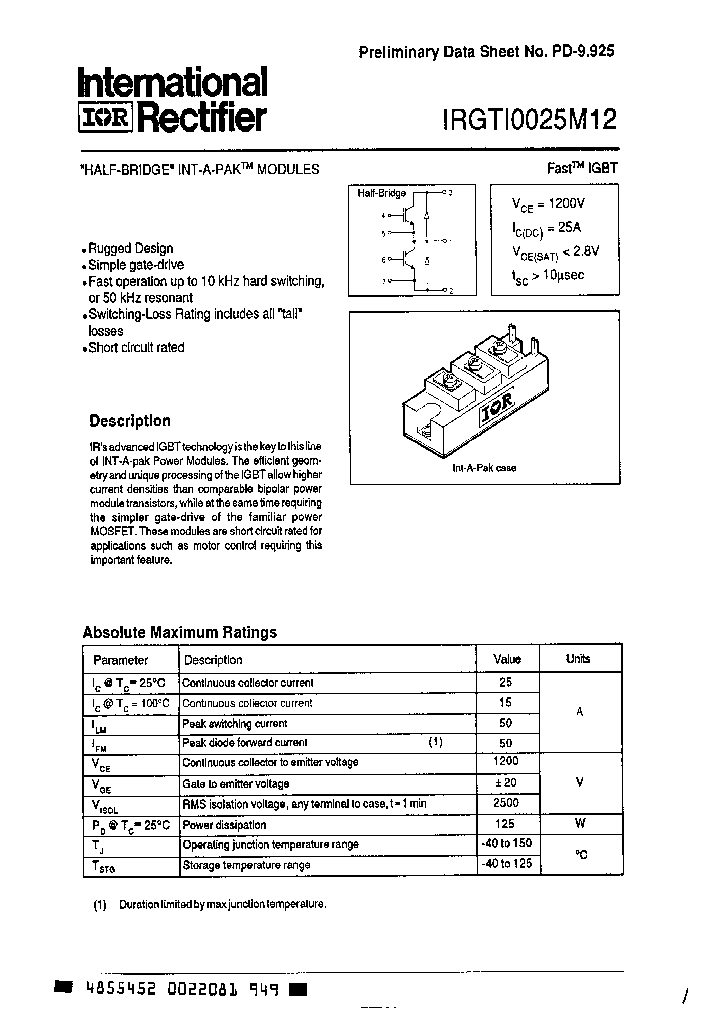 IRGTI0025M12_3383910.PDF Datasheet