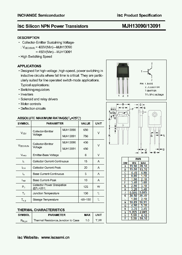MJH13090_3385361.PDF Datasheet