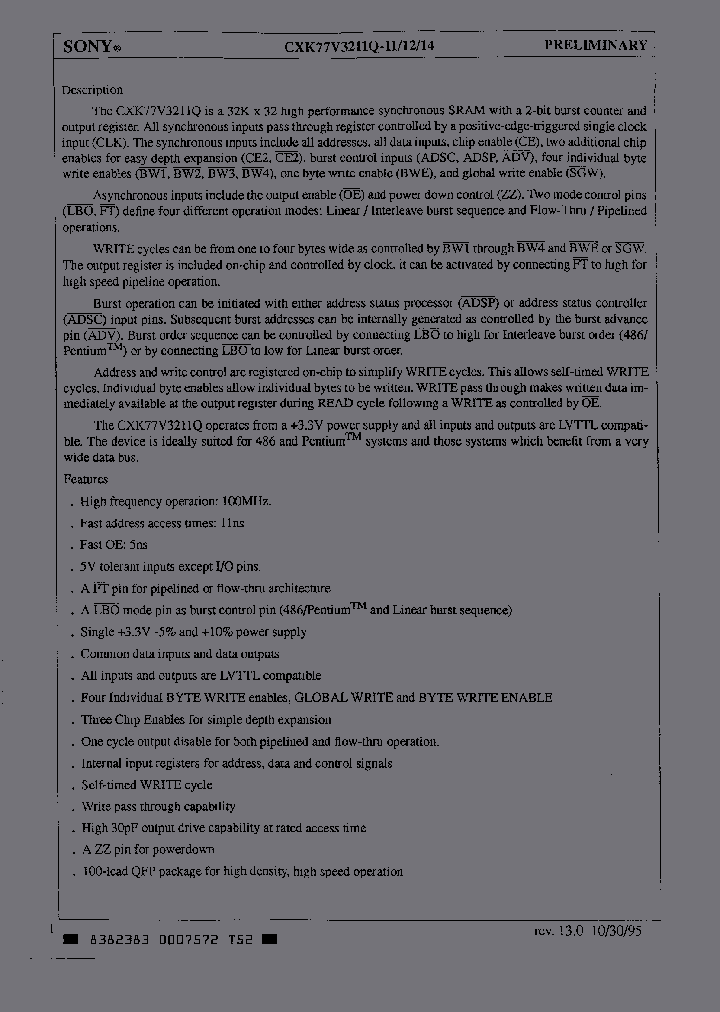 CXK77V3211Q11_3387919.PDF Datasheet