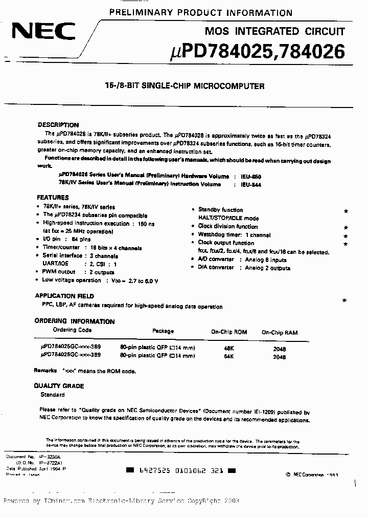 UPD784026GC-XXX-3B9_3390160.PDF Datasheet