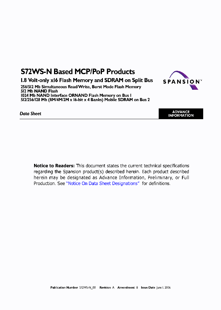 S72WS256NDEBAW4Y3_3390891.PDF Datasheet