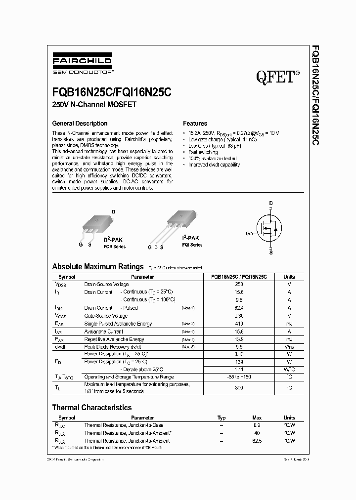 FQB16N25C_3391045.PDF Datasheet