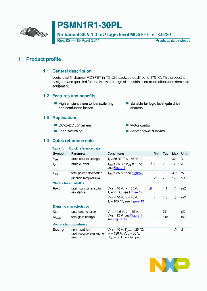 PSMN1R1-30PL_3399294.PDF Datasheet