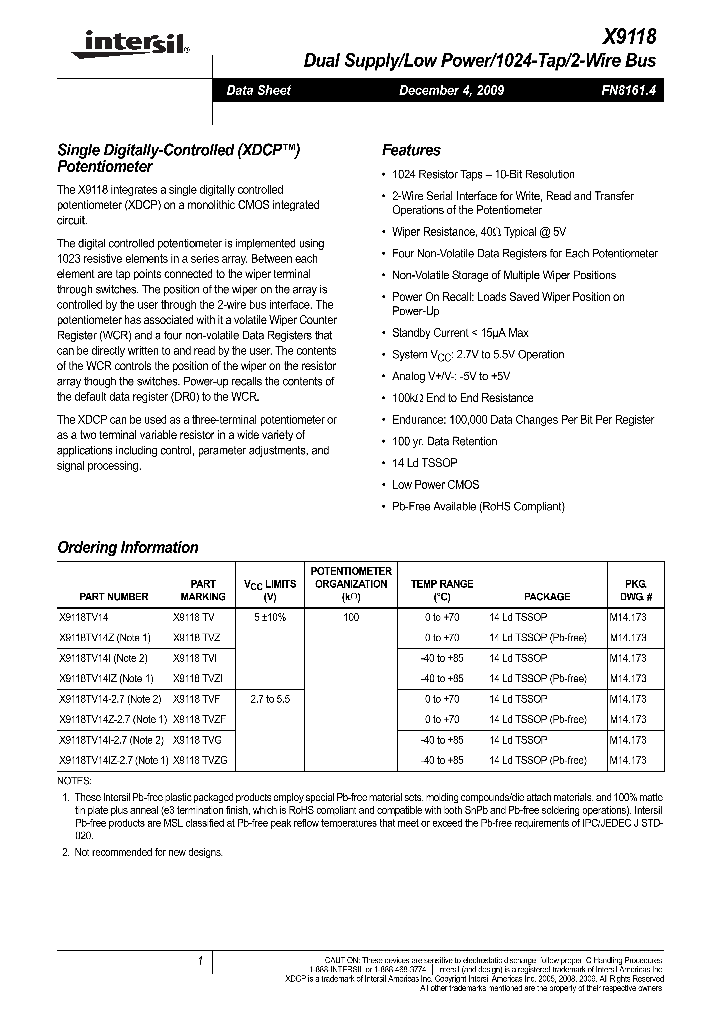 X9118TV14Z-27_3404072.PDF Datasheet